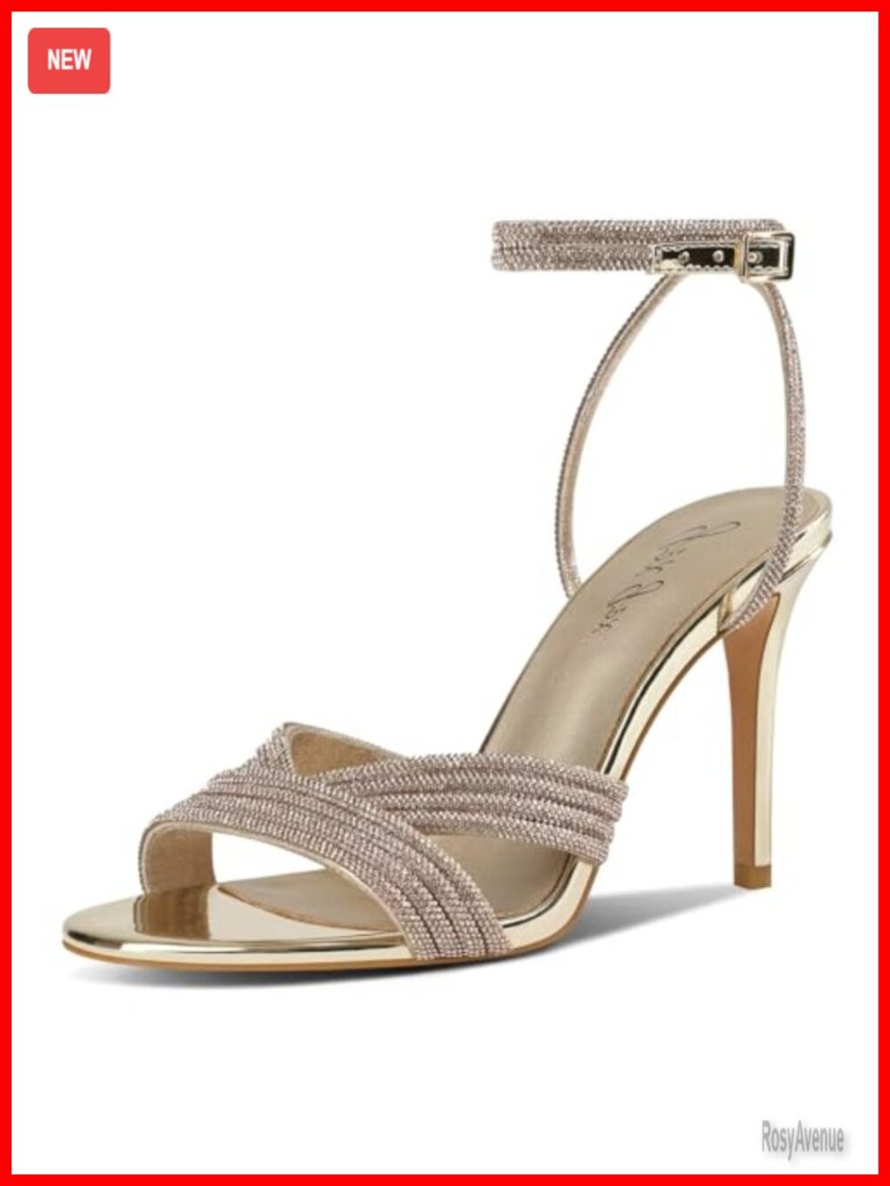 Rhinestone Stiletto Heeled Sandals Ankle Strap Open Toe Dressy Wedding